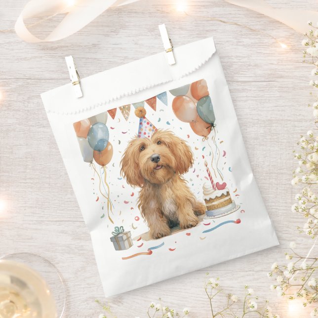 Birthday Goldendoodle Dog Favour Bag (Clipped)