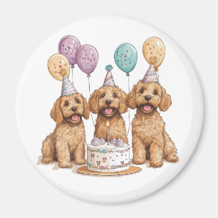 Birthday Goldendoodle Dogs Birthday Cake Magnet