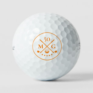  Birthday Golf 40th 50th 60th Monogram Orange Balls