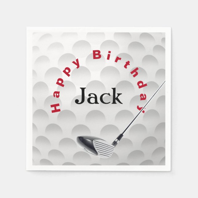 Birthday Golf Ball And Club Napkin (Front)