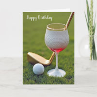 Birthday Golf Ball Wine Glass With Gold Putter