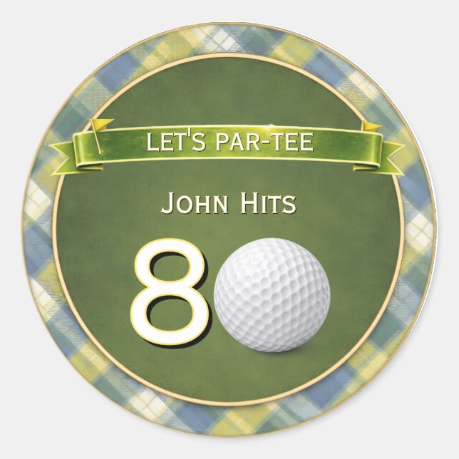  Birthday Golf / Golfing / Golfer Theme Classic Round Sticker (Front)