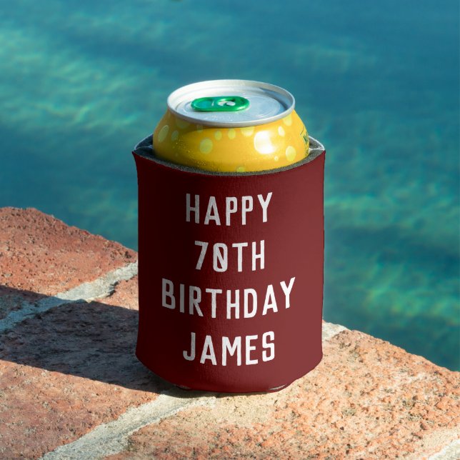 Birthday Golfer 70th Elegant Burgundy Dad Stylish Can Cooler (In Situ Pool)