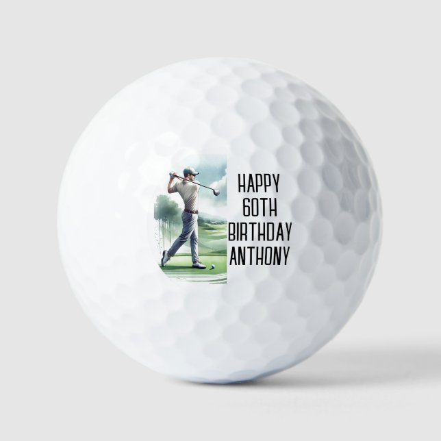 Birthday Golfer Funny 60th happy Dad Golf Balls (Front)