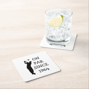 Birthday Golfer Funny 60th happy Dad Par Square Paper Coaster