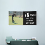 Birthday Golfer Funny 70th happy Dad Par Photo Banner<br><div class="desc">70 years and still swinging,  photo,  funny 70th birthday quote banner. Perfect for dad,  grandad,  stepdad. Golfer gift idea. You can personalize the year and name,  and upload your own photo.</div>