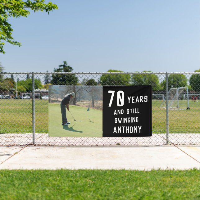 Birthday Golfer Funny 70th happy Dad Par Photo Banner (Insitu)