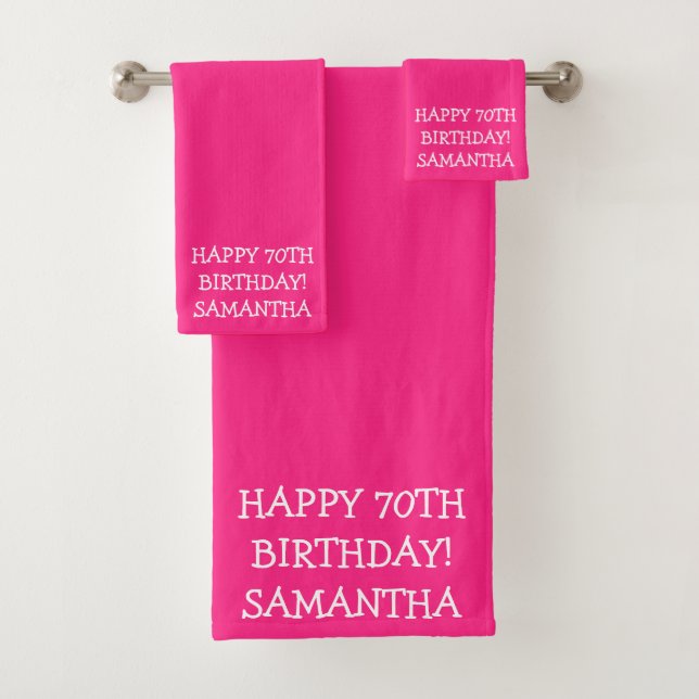 Birthday Golfer Funny 70th Pink Mom  Bath Towel Set (Insitu)