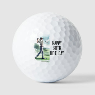 Birthday Golfer Funny 80th happy Dad Golf Balls