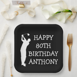 Birthday Golfer Funny 80th happy Dad Par Paper Plate