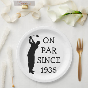 Birthday Golfer Funny 90th happy Dad Par Paper Plate
