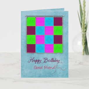 Birthday, Good Friend, Wall-hanging Quilt Card