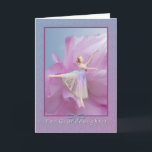 Birthday,  Granddaughter, Ballerina on Pink and Bl Card<br><div class="desc">This lovely little ballerina is reaching toward the light with a soft pink peony in the background.   She makes a very nice birthday greeting card.   Feel free to change the inside verse to suit your needs.</div>