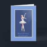 Birthday, Granddaughter, Ballerina On Pointe Card<br><div class="desc">A ballerina in her blue, white, and pink costume holds a perfect on pointe position in this ballet themed image made for wishing a granddaughter a happy birthday. A spotlight shines on the ballerina's face and a she wears a tiara in her red hair. The background is a dark blue...</div>