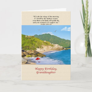 Birthday, Granddaughter, Beach, Hills, Birds Card