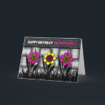 BIRTHDAY - GRANDDAUGHTER - BLACK/WHITE/DAISIES CARD<br><div class="desc">FUN CARD TO SEND TO FRIENDS AND FAMILY - SEE ALSO SAME IMAGE FOR INVITATIONS</div>