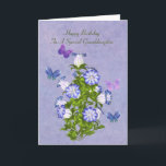 Birthday, Granddaughter, Butterflies and Flowers Card<br><div class="desc">Customize this birthday greeting card for a granddaughter by using the provided text templates on the cover and inside to change or delete the wording. Four colourful butterflies in hues of blue, purple, and pink, hover around a bouquet of purple and white bell shaped flowers. The background is a mingled...</div>