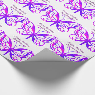 Birthday, granddaughter, butterflies gift wrap. wrapping paper