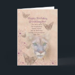 Birthday, Granddaughter, Cougar and Butterflies Card<br><div class="desc">The steady green eyes of a cougar stares out of a background of muted peach and pink. Butterflies and flowers decorate the edge of the image. With the main parts of the image faded into the background, the overall appearance is soft and dreamy which is in contrast to the fierceness...</div>