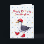 Birthday Granddaughter Fun Cute Seagull Bird  Card<br><div class="desc">Happy Birthday Granddaughter or customize Cute Seagull red boots and hat Animal Humour Funny</div>