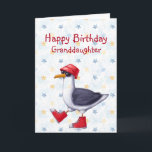 Birthday Granddaughter Fun Cute Seagull Bird  Card<br><div class="desc">Happy Birthday Granddaughter or customize Cute Seagull red boots and hat Animal Humour Funny</div>