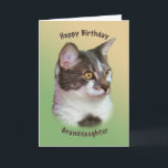 Birthday, Granddaughter, Golden-eyed Cat, Card<br><div class="desc">This lovely golden-eyed cat  is sure to please any pet lover.  He makes a wonderful birthday greeting card.  Feel free to change the inside verse to suit your needs.</div>