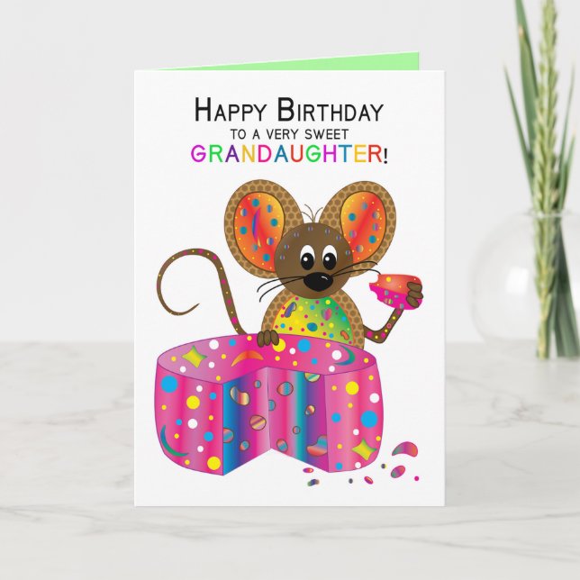 Birthday, Granddaughter, Mouse, Kaleidoscope Group Card (Front)