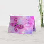 Birthday, Granddaughter, Pink Glitzy Butterfly Card<br><div class="desc">Dainty and sweet image with glitzy butterfly in pink/purple.  See same/similar image for other categories and products.
Image has been designed digitally for a more reversed effect.</div>