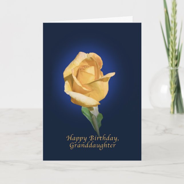 Birthday,  Granddaughter, Yellow Rose Bud Card (Front)