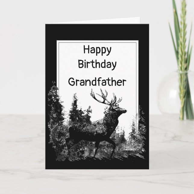 Birthday Grandfather Vintage Stag Deer Animal Card (Front)