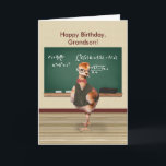 Birthday, Grandson, Baby Bird, Customizable Card<br><div class="desc">A baby sandhill crane bird is dressed as a physics teacher. In this humorous image on a birthday card for a grandson the bird wears glasses, a bow tie, and a brown vest completed with a gold watch chain giving the appearance of a very serious teacher or student. He stands...</div>