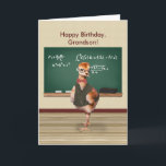 Birthday, Grandson, Baby Bird, Customizable Card<br><div class="desc">A baby sandhill crane bird is dressed as a physics teacher. In this humorous image on a birthday card for a grandson the bird wears glasses, a bow tie, and a brown vest completed with a gold watch chain giving the appearance of a very serious teacher or student. He stands...</div>