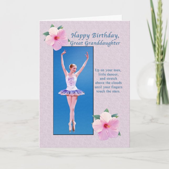 Birthday,  Great Granddaughter, Ballerina Card (Front)