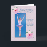 Birthday,  Great Granddaughter, Ballerina Card<br><div class="desc">This lovely little ballerina dressed in a purple and white costume is in an On Pointe position and reaching toward the sky surrounded by gorgeous pink hibiscus blossoms on this ballet themed image.  She has flowers in her strawberry blonde hair.</div>