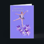 Birthday,  Great Granddaughter, Ballerina Card<br><div class="desc">This adorable little ballerina is perched on a bunch of violets and is reaching for the stars on this lovely birthday greeting card.   Feel free to change the inside verse to suit your needs.</div>