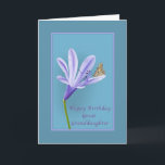 Birthday, Great Granddaughter, Flowers, Butterfly Card<br><div class="desc">This lovely lilac coloured daylily is soft and appealing and it is set off by a brightly coloured butterfly sitting gently on a petal. It makes a nice birthday card for a great granddaughter. The basic flower design is the work of Dana Conditt of Digital Scrap Designs. Customize by changing...</div>