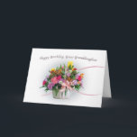 Birthday, Great Granddaughter, Flowers in a Basket Card<br><div class="desc">This colourful bouquet of flowers with swirling pink ribbons is the cover for this birthday card for a great granddaughter.    Customize the card by changing the inside verse to suit your needs.</div>