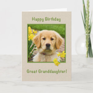 Birthday, Great Granddaughter, Golden Retriever Card
