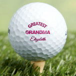 Birthday Greatest Grandma Personalized pink Gift Golf Balls<br><div class="desc">Birthday Greatest Grandma Personalized pink Gift Golf Balls. Celebrate the "Greatest Grandma" with this personalized golf ball! Featuring bold, curved text, glittery accents, and a custom name, this heartfelt design is the perfect gift for golf-loving grandmothers. Ideal for birthdays, Mother's Day, or any occasion to show your love and appreciation....</div>