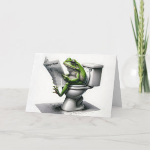 Birthday Green Frog Reading a Newspaper Card