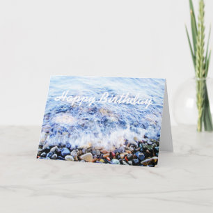 Birthday greeting card blue wave
