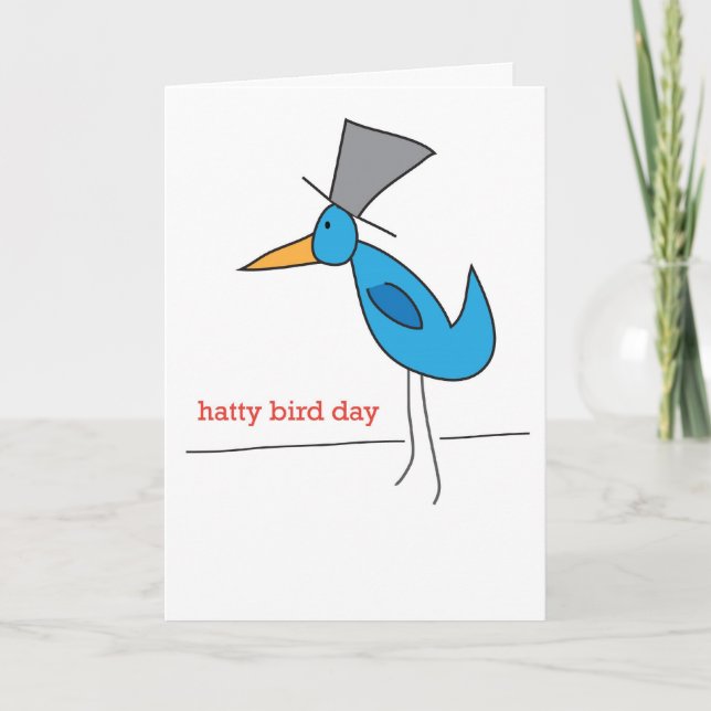 Birthday Greeting Card - Hatty Bird Day! (Front)