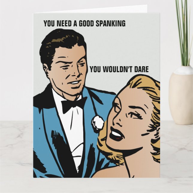 Birthday greeting card wife girlfriend spanking  (Front)
