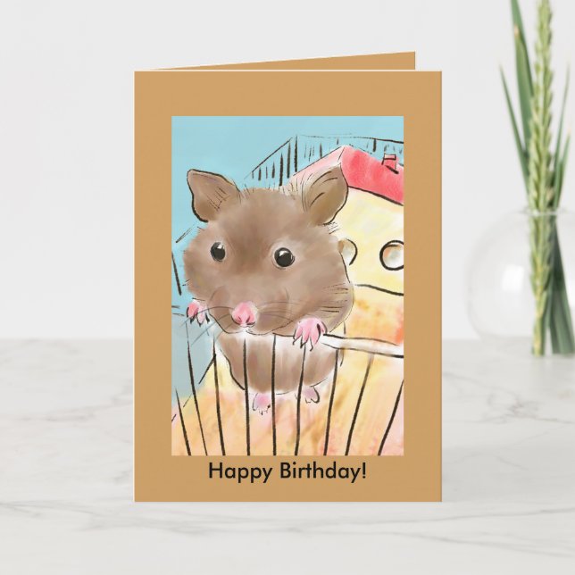 Birthday Greeting Card with Hamster (Front)