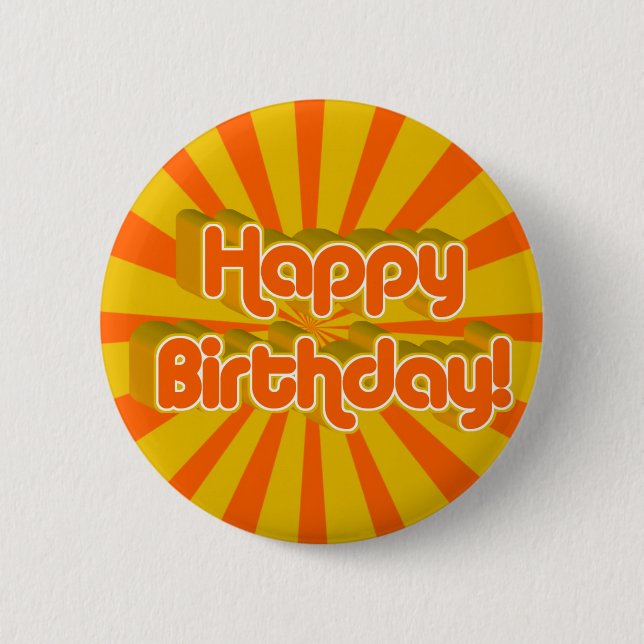 Birthday Greeting Retro style 2 Inch Round Button (Front)