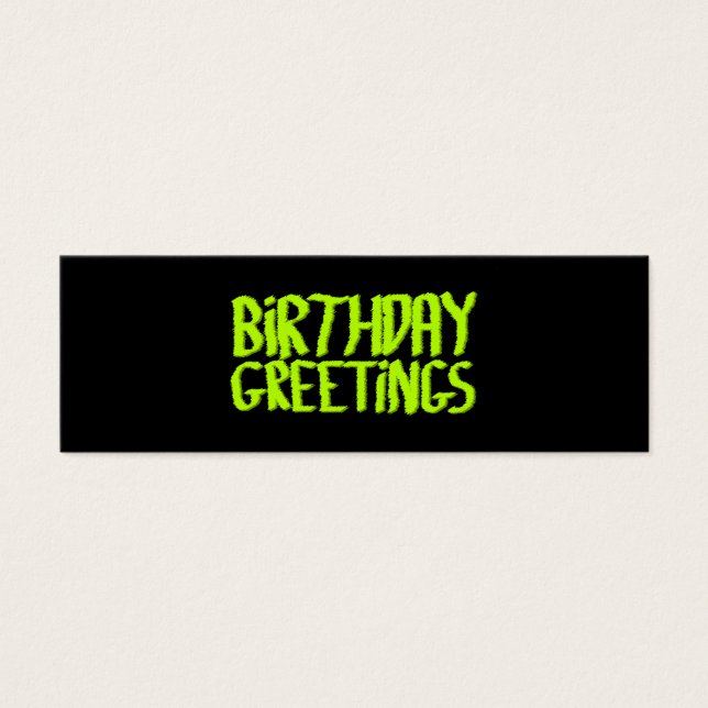 Birthday Greetings. Green and Black. Custom (Front)