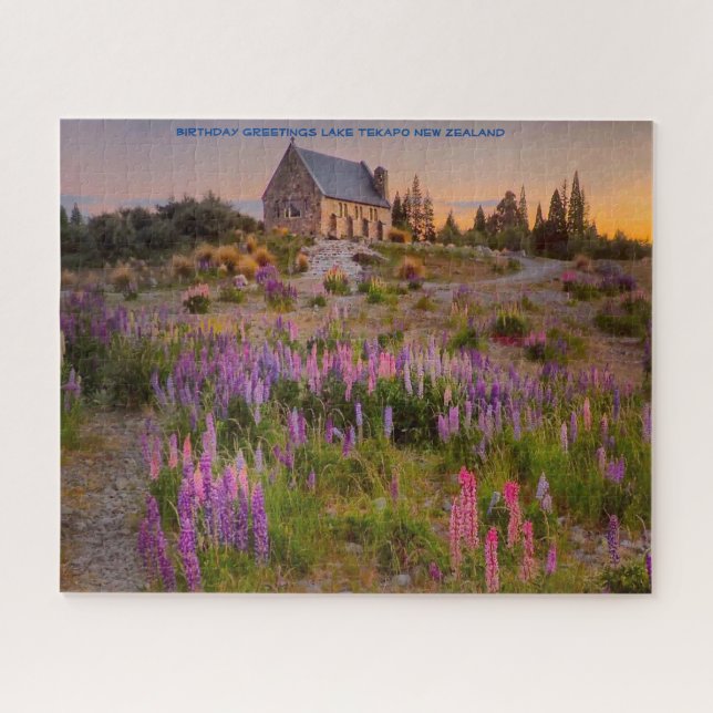 Birthday Greetings Lake Tekapo New Zealand Jigsaw Puzzle (Horizontal)