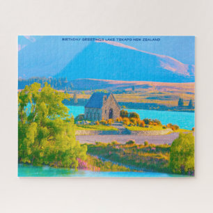Birthday Greetings Lake Tekapo New Zealand Jigsaw Puzzle