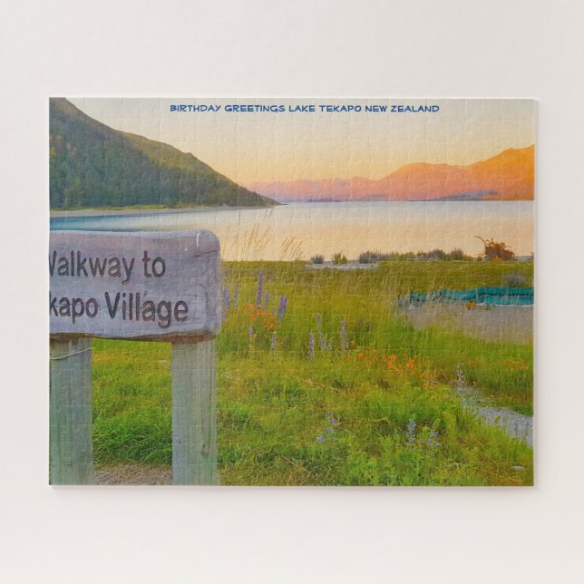 Birthday Greetings Lake Tekapo New Zealand Jigsaw Puzzle (Horizontal)
