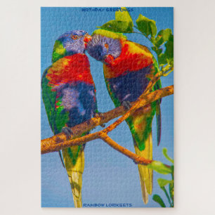 Birthday Greetings Rainbow Lorikeets Jigsaw Puzzle
